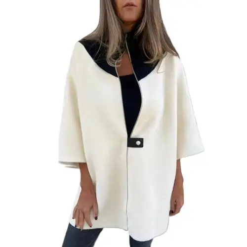 Produktbild: Generisch Softshellmantel Damen Damen Winterjacke Jacke Damen Übergangsjacke Pullover Damen Herbst Jacke Damen Herbst Boucle Jacke Damen Wintermantel Trachtenjacke Damen Hemdjacke Weiß M