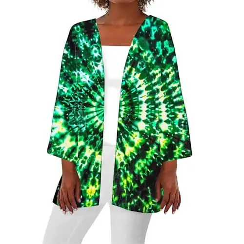 Produktbild: Strickjacke 3/4 arm Damen Sommeroberteile für Damen 2024, Trendige, Elegante und lässige Kimonos für Damen, leichte Strickjacke, Oberteile mit 3/4-Ärmeln, Überzüge dü𝐧ne Strickjacke w𝐞iss (F, XXL)