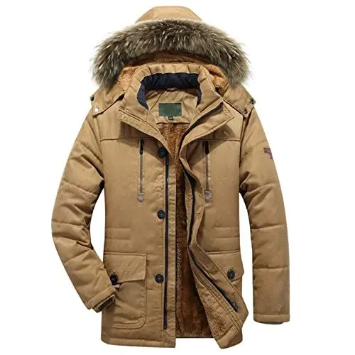Produktbild: True Religion Jacke Winterparka Herren Winterjacke Verdickt Warme Fleecejacke Freizeit Übergangsjacke Outdoor Winddicht Wasserabweisende Gefüttert Wanderjacke Ge