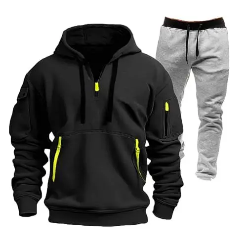 Produktbild: Generisch Sport Anzug für Männer Winterjacke Herren 4XL Übergröße Hausanzug Kuschelig Herrenkleidung Baumwolle Pullover 100 Prozent Schwarz 3XL