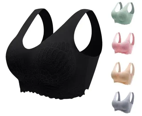 Produktbild: Generisch Sport BH Damen Komfort Spitze BHS Bustier Warehouse Deals Angebote Schlaf BH Push Up Nahtlos Bralette Gepolstert Bustier Große Brüste Starker Halt Gutschein Schwarz XXL