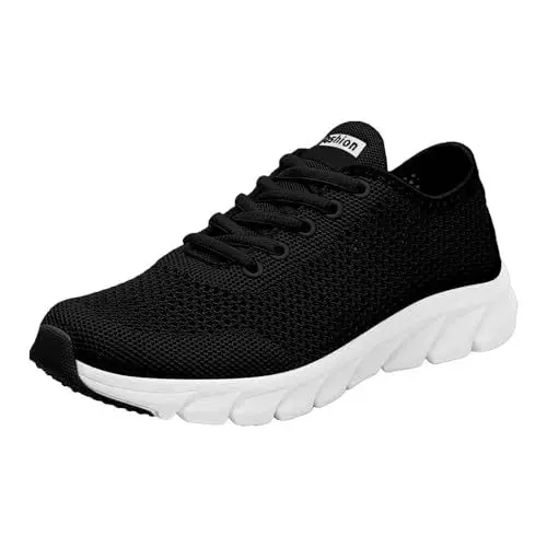 Produktbild: Generisch Sportschuhe für Damen, atmungsaktiv, leicht, Mesh, zum Laufen, Wandern, Arbeiten, Schwarz - schwarz Fuchsia - Größe Sneaker Damen Damen Sneaker Weiss Plateausohle