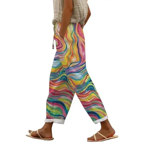 Produktbild: Generisch Stoffhose Damen Elegant Locker Palazzo Hose Sommerhose High Waist Bequeme Strandhose Weite Business Hosen Freizeithose Anzughose Lässig Locker Sweathose Leichte Dehnbar Casual Hoses