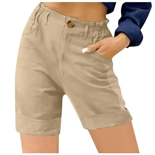 Produktbild: Generisch Stoffhose Damen beige weit Haremshose Damen 3/4 Schwarze Stoffhose Damen elegant Longe Baumwollhose Cargo Damen leichte, luftige Sommerhose geschlitztes Bein yogahose Damen Long XXL