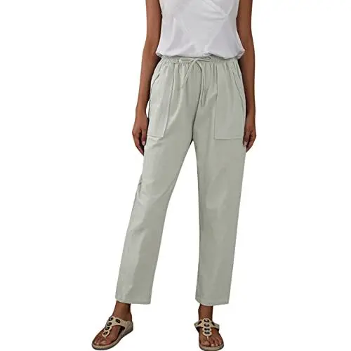 Produktbild: Generisch Stoffhose Damen schwarz gerade Damen Sommerhosen leicht große größen leichte, luftige Sommerhose geschlitztes Bein Sommerhose große größen Damen 7/8 Sommerhose Damen leicht 50