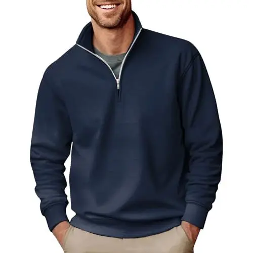 Produktbild: Generisch Strickjacke Herren Sweater Sweatshirts für Herren Langarmshirts für Herren Poloshirt Herren Langarm Reisverschluss Reisverschluss Zipper Herren Fleece Pullover Herren Langarm Blau L