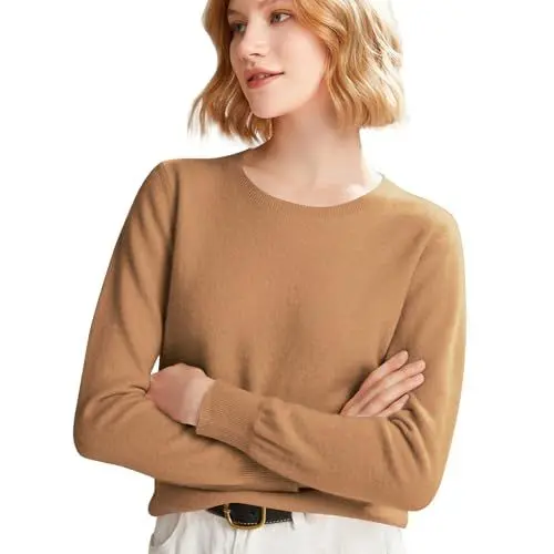 Produktbild: Generisch Strickpullover Damen Elegant Basic Obertiele Mit Rundhalsausschnitt First-Line Langarm Pulli Nahtlosem Maedchen Essentials Pullover Braun S