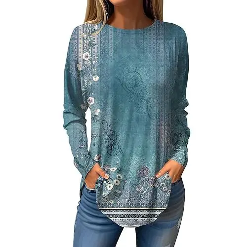 Produktbild: Generisch Strickpullover Damen Kaschmir Pullover Damen Elegante Oberteile Damen Longpullover für Damen Oberteile Damen Herbst Oberteile Damen Schwarzes Oberteil Damen Langarmshirts Türkis 2XL
