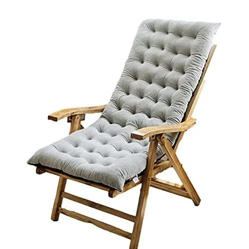 Produktbild: Generisch Stuhlkissen Gartenstuhl Sonnenliege Kissenbezug Dicker Liegestuhl Lounge Relaxer Rutschfestes Baumwollsofa Outdoor Hochlehner Sitzkissen Garten (Farbe: Grau, Größe: 125 x 50 x 10 cm)