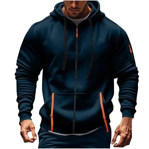 Produktbild: Generisch Sweatjacke Herren, Kapuzenjacke Kapuzenjacke Hoodie Herren Jacke, Herren-jacken, Kapuzenpullover für Herren Zip Sweater Casual Arbeitspullover mit Taschen und ReißVerschluss-Armablage 23