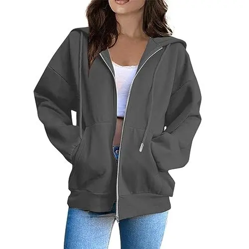 Produktbild: Lange Sweatjacke Damen Pullover Jacke Damen ragwear Damen Pullover Pulli mit katzentasche Damen cordjacke Lange Jacke Strickjacke Damen reißverschluss sweatmantel Damen Hoody Jacke Damen Weste