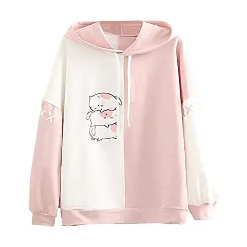 Produktbild: Generisch Sweatshirt Damen Kapuzenpullover Lässiges Sweatshirt Langarm Kapuzen-Sweatshirt Tops mit Taschen Und Knöpfen Einfarbig Pullover Pulli Sweatjacke Sweatshit Oberteile Winter Sweatshirts
