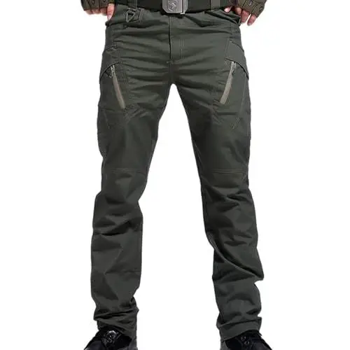 Produktbild: Generisch Taktische Hose Herren Baumwolle Cargohose Militär Tactical Hose Sommer Cargo Jeans Outdoor Arbeitshosen Männer Wanderhose Atmungsaktiv Große Größen Outdoorhose Grün L