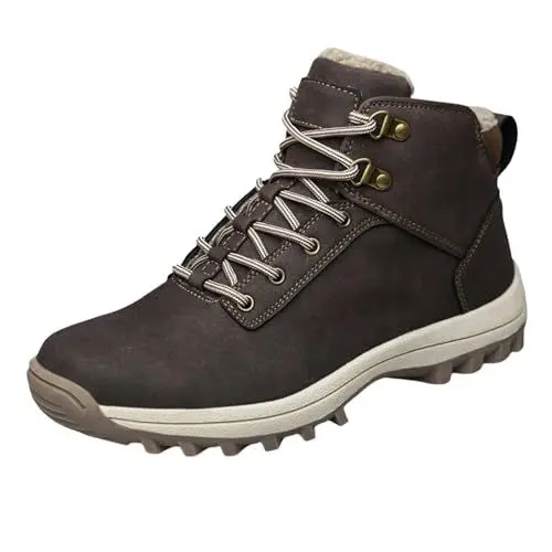 Produktbild: KKvoPiQ Schuhe Herren uziert Performance Warm Schneestiefel Allwetter Bequem Und Regen Schuhe Herren (Brown, 46)