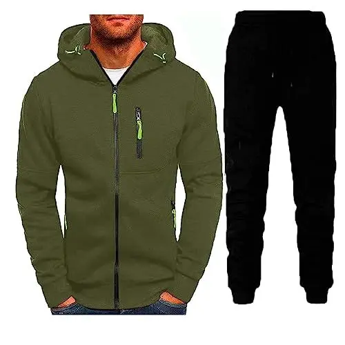 Produktbild: Generisch Trainingsanzug Freizeitanzug für Herren Cooler Zweiteiler für Freizeit Sport Fitness Studio Jogginganzug Baumwolle Herren Herren Sportbekleidung Retro Sweathose Herren Lang Ohne Bund