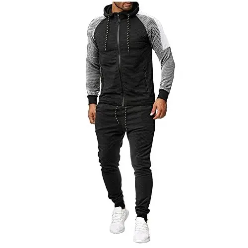 Produktbild: Generisch Trainingsanzug Freizeitanzug für Herren Cooler Zweiteiler für Freizeit Sport Fitness Studio Thermo Jogginghose Herren Herren Outfit Komplett Set Elegant Fußball Trainingsset Hütchen