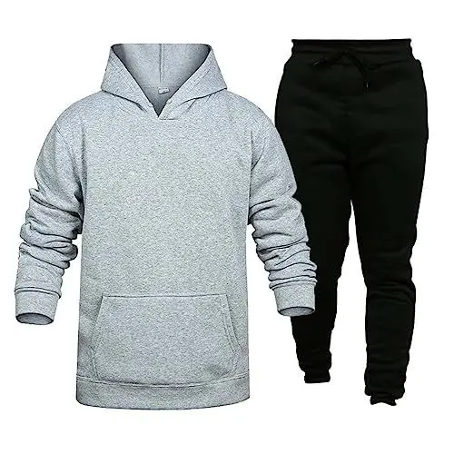 Produktbild: Generisch Trainingsanzug Herren 2 Pcs Jogginganzug Set mit Taschen Baumwolle Hoodies mit Sportanzug Basic Freizeitanzug sportsachen Herren Fitness Kleidung Herren Gym Herren Outfit Set