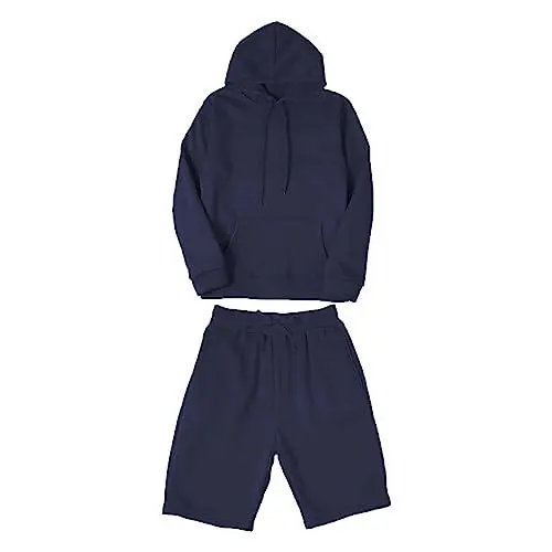 Produktbild: Generisch Trainingsanzug Sportanzug Herren-Set, modisch, lässig, farblich abgestimmt, zweiteiliges Pullover-Hosen-Set mit Kapuze, Taschen und Schnürung Reifrock Western (Navy, XXXL)