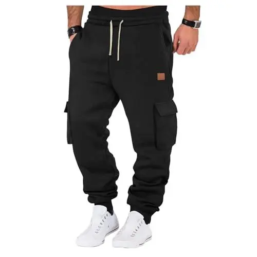 Produktbild: Generisch Jogginghose Herren Lang Sweatpants Jogging Hose Und Herren Mit Elastischem Bund & Seitentaschen I Sporthose Outdoorhosen Sport Laufhose Bequeme Wandehose Mit Gummizug Polyesterhose