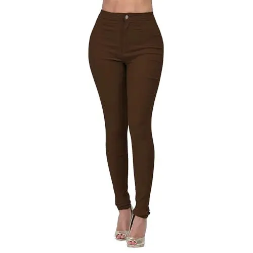 Produktbild: Jeans Damen Taillenhöhe, modische, Hochgeschnittene Hose, Stretch-Jeans für Damen High Waist Jeans Jeans Damen Straight Stretch (Coffee, S)