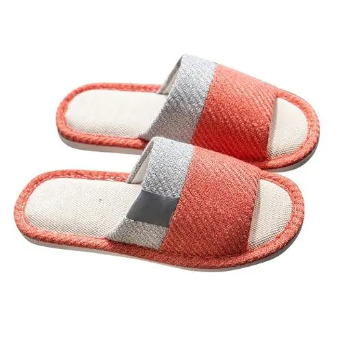 Produktbild: Generisch Unisex Schuhe Damen Damen und Winter Farbblockierte Leinen Casual Toe Hausschuhe compatible with Motorrad Schuhe Damen (Red, 38)