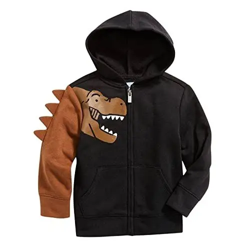 Produktbild: Generisch Unterhemden Mädchen Kleidung Lange Tops Ärmel Winter Up Reißverschluss mit Hoodies Kapuzen Dinosaurier Sweatshirt Baby Kinder Kleinkind Tops Junge Pulli (Black, 2-3 Years)