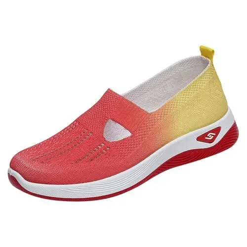 Produktbild: Damen Laufschuhe Turnschuhe Sportschuhe Sneaker Running Tennis Schuhe Freizeit Straßenlaufschuhe Fashion Leichtgewichts Atmungsaktiv Walkingschuhe On Sneaker Damen Slip On Sneakers Damen Rosa