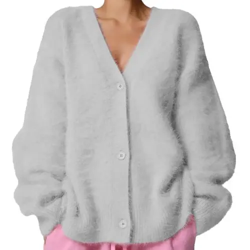 Produktbild: Generisch Warehouse Deal Fashion Sale Damen Herbstmantel Damen Elegant Winter Jacke Und V-Ausschnitt, Lockerer, Lässiger Strickpullover Mit Knopfleiste Clip Für Jacken Strickjacke Damen Sale