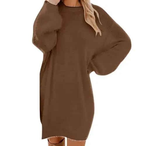 Produktbild: Generisch Warehouse Deal Retourenware Angebote Deals of The Day,Pulloverkleid Dresses for Women Strickkleid Damen Winter Winterkleid Strickpullover Longpullover Pullover Damen Winter Kleid(Brown,XL)