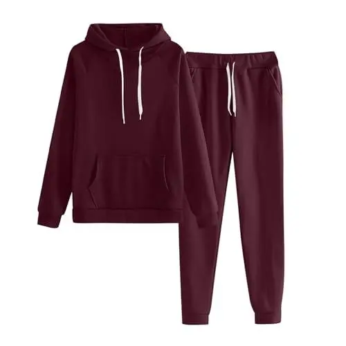Produktbild: Generisch Warehouse Deal Retourenware Angebote Deals of The Day,Tracksuit Zweiteiler Damen Trainingsanzug Damen Jogginganzug Damen Sportshirt Sporthose Loungewear Damen Set 2 Teiler Damen(Wine,M)