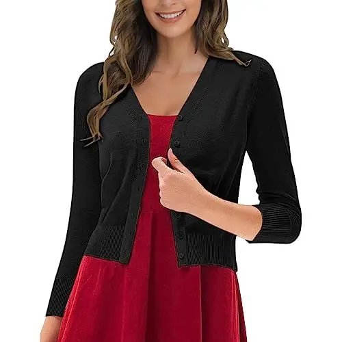 Produktbild: HOOUDO Strickjacke Damen Lang Pullover Strickjacke Pullover Frauen Frühling Und Herbst Kurze Dünne Von Große Größe Jacke Longblazer Damen (Black, XXXXXL)