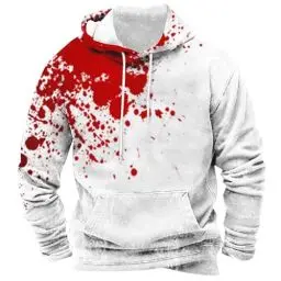 Produktbild: Generisch Warehouse Deals Angebote, Halloween Hoodie Herren Kapuzenpullover Bloody Stained Bedrucktes Halloween Kostüm Horror Sweatshirt Blutspritzer Muster Oberteile, Damen Angebote Sale