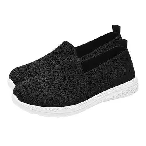 Produktbild: Generisch Wasserdicht GrüNe Schuhe Damen Spangenpumps Damen-Freizeitschuhe aus weichem, bequemem, atmungsaktivem Mesh mit flachem für den Wasserfeste Schuhe DamenDamen BarfußSchuhe (Black, 37)