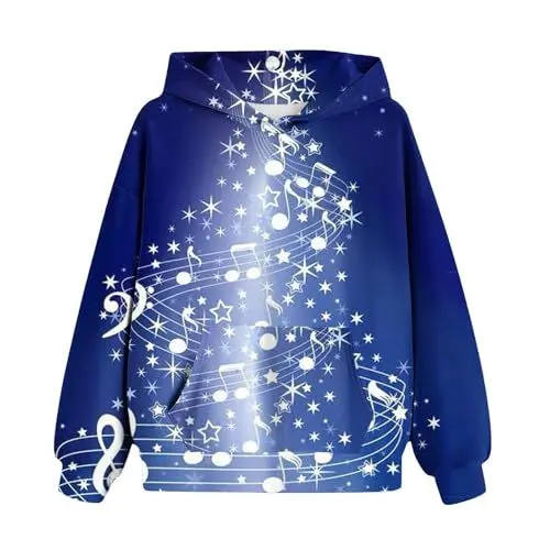 Produktbild: Generisch Weihnachten Hoodie Madchen Pullover Kinder Sweatshirt Bedrucktes Klamotten Kapuzenpullover Weihnachtspullover Regular Bekleidung Warm Kleidung Classic Oberteile Angebote Blau, 7 Jahre