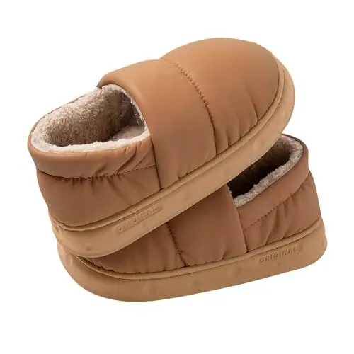 Produktbild: Generisch Weihnachts Hausschuhe Damen Schuhe Herbst Kuschel Herren Damen Winter Farbblock Samt Warm Home Casual Indoor Freizeitschuhe Hausschuhe Herren Winter Hausschuhe Warm Damen (Coffee, 36)