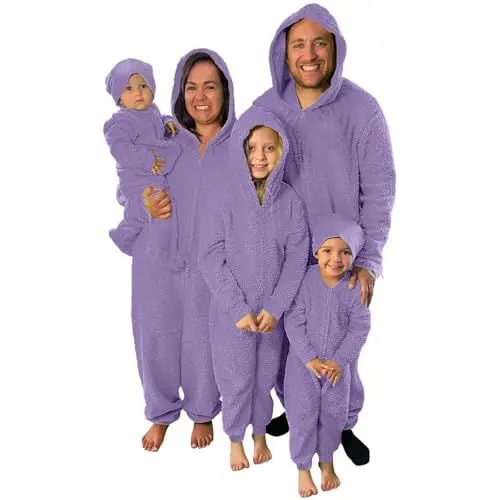 Produktbild: Generisch Weihnachts Schlafanzug Familie Pyjama Set Outfit Loungewear Christmas Hausanzug Weihnachten Nachtwäsche Damen Herren Kinder Baby Black Friday 2024 Angebote(7-Purple,18 Monate)
