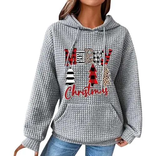Produktbild: Generisch Weihnachtspulli Damen Baumwolle Norwegerpullover Damen Weihnachts Hoodie Weihnachtsshirt Langarm Weihnachts Top Damen Weihnachten Outfit Damen Weihnachtspullover Katze