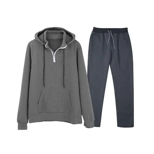 Produktbild: Generisch Weste Doppelreiher Herren Winter Herren Einfarbig Reißverschluss Hoodie Casual Gerade Jogginghose Sportbekleidung Freizeitanzug Herren Original (Dark Gray, XXL)