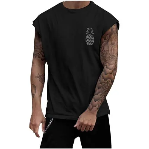 Produktbild: Generisch Weste männer schwarz Herren Tank top mit Kapuze Sport Gym 3D muskelshirt Herren Langarm Sport Tank top Herren Dry Kurze Weste schwarz Tanktops Herren Sport neon