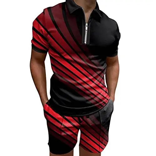 Produktbild: Generisch Winter Anzug Herren und Shorts Sets Zweiteilige Outfits Reißverschluss Trainingsanzug Set Retro Anzug Herren (Black, XXL)