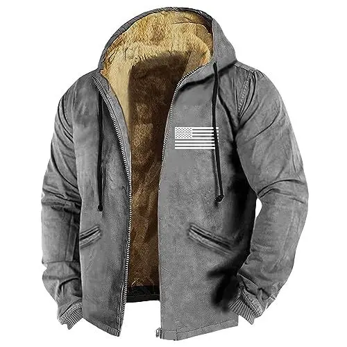 Produktbild: Generisch Winter Herren Mantel Herren Jacke Winter Angebote Hoodie Jungen 176 Feldjacke Wintermantel Herren Lang Übergangsjacke Herren Wollmantel Grau M