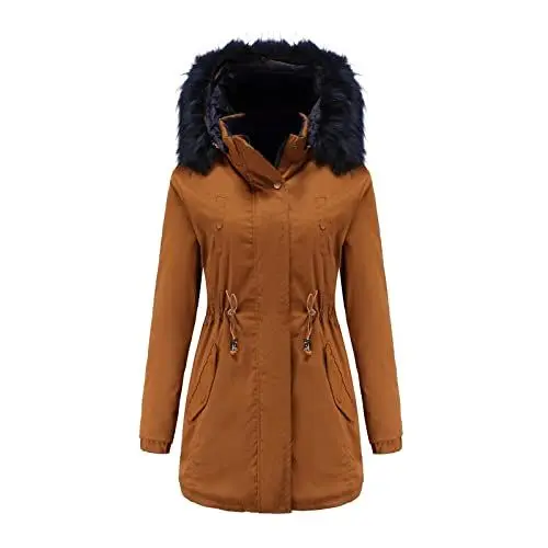 Produktbild: Generisch Winterjacke Damen Daunenjacke Regenjacke Wasserdicht Herbst Regenmantel Frauen mit Kapuze Skijacke Warm Parka Teddyfleece Winddicht Elegant Softshelljacke Zipper ÜBergangsjacke Outdoorjacke