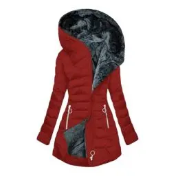 Produktbild: KOG Winterjacke Damen Jacken Mode Daunenjacke Baumwolle Motorrad Jacke Einfarbige Oberteil übergangsmantel Angebote Warm Hemdjacke Winter Teenager Cordjacke Outlet Angebote Rot 5XL