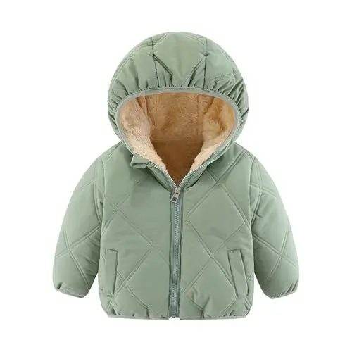 Produktbild: Generisch Winterjacke Mädchen Daunenjacken Warm Mantel Wintermantel Gefütterte Steppjacke Kapuzenjacke Jacken Thermo Outdoorjacke Lässiger Daunenmantel Mode Thermojacke Outlet Angebote Grün, 2 Jahre