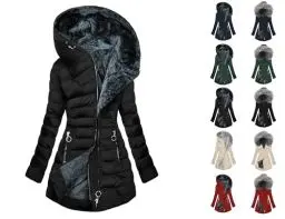 Produktbild: Generisch Wintermantel Damen Winterjacke Warme Gefüttert Steppjacke Lange Daunenjacke mit Kapuze Parka Langarm Winterparka Einfarbig Hoodie Jacke Baumwolle Mantel Sale Angebote Schwarz S