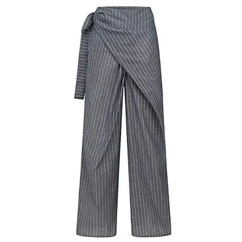 Produktbild: Generisch Wollhose Damen Elegant Anzug Hosen Damen Frauen Streifen-Knicktasche lässige gerade Hosenhose Hose Business Damen Schwarz Business Damen Hosen (Black, L)