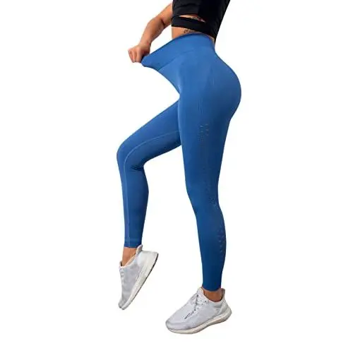 Produktbild: Generisch Wollhose Damen Elegant Lockere Hose Damen Hosen Sports Sports Women's Yoga Running Pants High Rlastic Pants Hollow Yoga Pants Hosen Damen Weites Bein Palazzo Hose Damen Hosen (Blue, S)