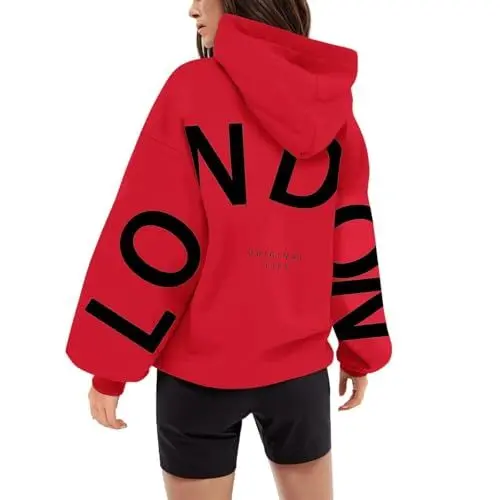 Produktbild: Generisch Wollpullover Damen Pegador Hoodie Damen Hoodiess Overstock Deals Hoodies Oversized Damen Oversized Sweatshirt Damen Hoodies für Damen Herbst Oversized Pullover Hoodie Hoodies Rot M