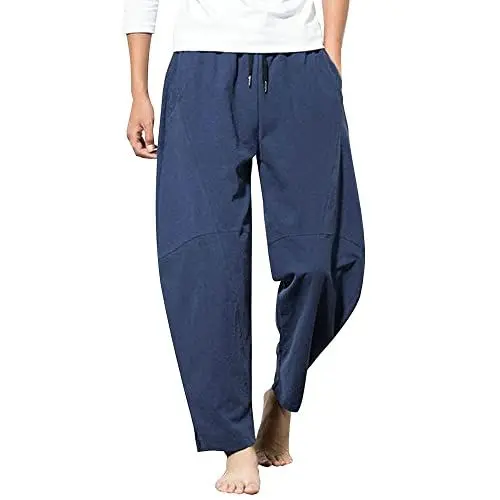 Produktbild: Generisch Yoga Pants Herren Schlag Wanderhose Herren Sommer Zip Off Leinenhose Herren lang schwarz yogahose Herren 3/4 Leinenhose Men schwarz leichte Sommerhose Herren Baumwolle