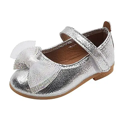 Produktbild: Generisch - und Herbstmode für Mädchen, Freizeitschuhe, bunte Pailletten, Schleife, leichte Abendschuhe Schuhe Silber (Silver, 24 Toddler)